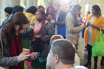 People talking during conference break