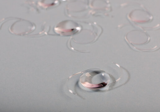 CLOSEUP PHOTO OF INTRAOCULAR LENS (IOL) FOR CATARACT SURGERY 