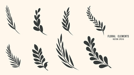 Floral hand drawn botanical elements  isolated background , Flat Modern design , illustration Vector EPS 10