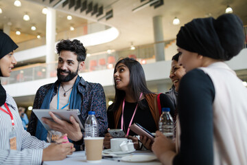 People talking during conference break