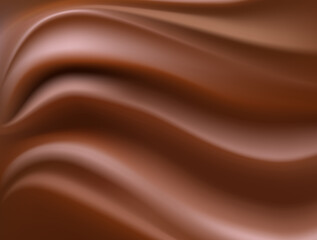 Chocolate abstract background. Chocolate melting texture realistic vector illustration