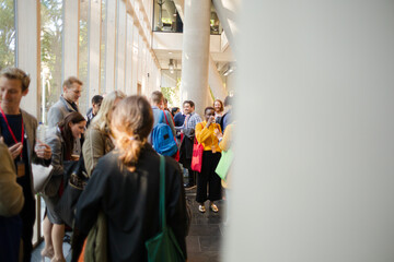 People talking during conference break