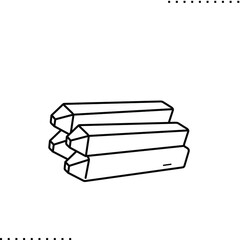 piles, stakes, construction materials, vector icon or small illustration in outlines