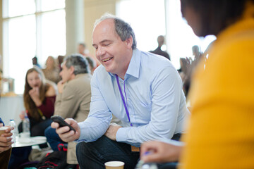 People talking during conference break