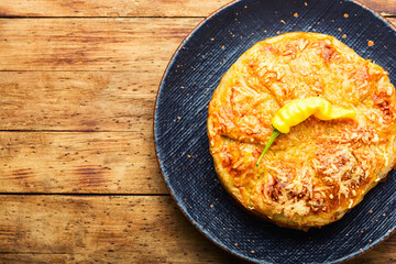 Mexican meat pie,copy space