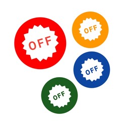 Off set of stickers label verious color web icon of brand and product promotion white background