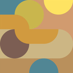 Background in trendy shades of the 70s, design for the cover. Simple flat vector pattern with stripes and waves texture.