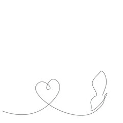 Butterfly love heart line drawing vector illustration
