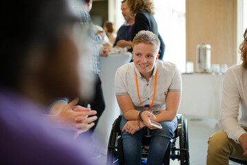 People talking during conference break