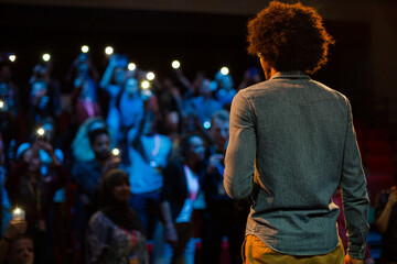 Fototapeta premium Male speaker talking to audience