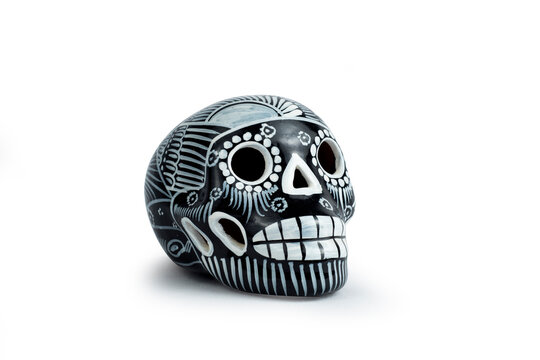 Painted ceramic skull for day of the dead