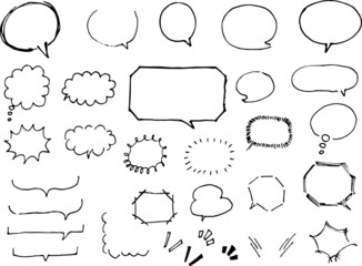 シンプルな手描きの吹き出し／ベクターセット