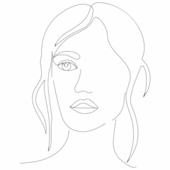portrait girl drawing by one continuous line