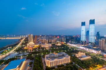 Fototapeta premium Chinese modern city panorama of night view 