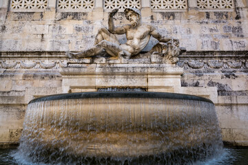 Water fountain of The Altare della Patria monument (Altar of the Fatherland),  also known as the Monumento Nazionale a Vittorio Emanuele II (National Monument to Victor Emmanuel II)  in Rome, Italy