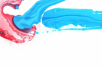 Red-blue-white marble background. The lines and waves of paint create an interesting structure. Background for web design, fabric, design, notebook cover.