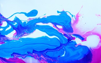 Pink-blue-white abstract marble background. The lines and waves of paint create an interesting structure. Background for web design, fabric, design, notebook cover.