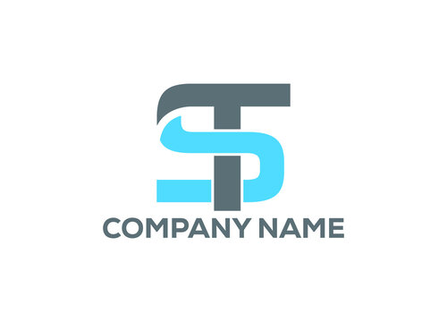 Initial Letter ST Logo or Icon Design Vector Image Template