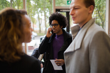 People talking during conference break