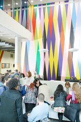 People signing up for conference