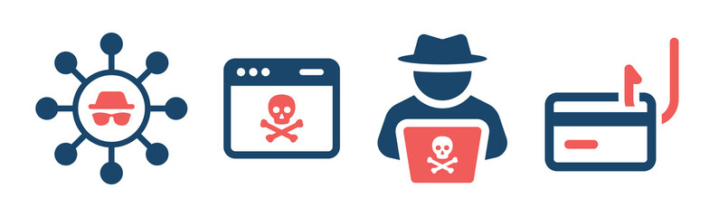 Hack icon set. Phishing scam icon vector illustration - obrazy, fototapety, plakaty