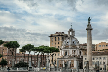 Trojan Forum, Trojan column. Autumn. Rome, Italy