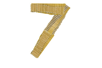 The number 7 is made of cardboard