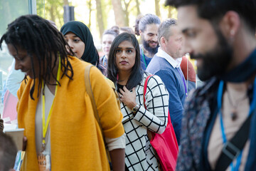 People entering auditorum hall
