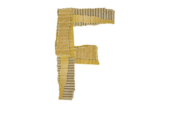 The letter F is made of cardboard