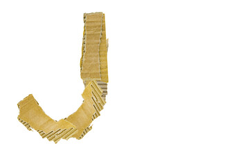 The letter J is made of cardboard