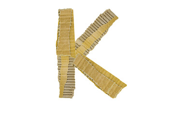 The letter K is made of cardboard