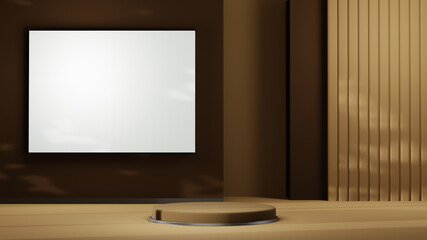 3D rendering of blank backdrop background for displaying fashion and cream cosmetics decorations. Modern podium background for luxury product.