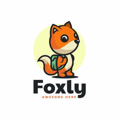 Vector Logo Illustration Fox Mascot Cartoon Style.