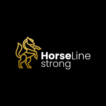 Vector Logo Illustration Horse Line Art Style.