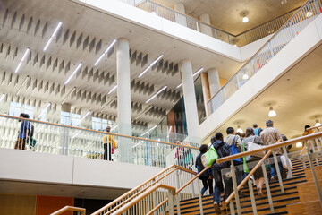 People going upstairs