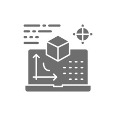 Vector interactive board, presentation, project grey icon.