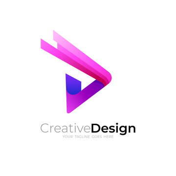 Play logo with technology design colorful