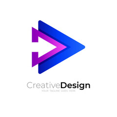 Play and arrow design combination, colorful icon