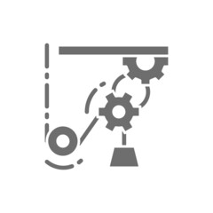 Lifting mechanism, working line, industrial crane grey icon.
