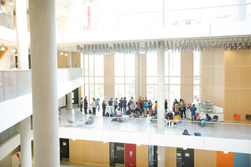 People talking during conference break