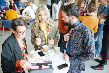 People talking during conference break