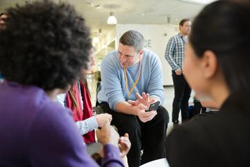 People talking during conference break