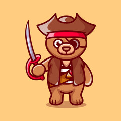 cute bear wearing pirate halloween costume