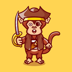 cute monkey wearing pirate halloween costume