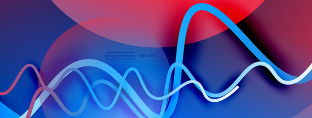 Abstract gradient background with wave line with shadow effect. Geometric composition. 3D shadow effects and fluid gradients