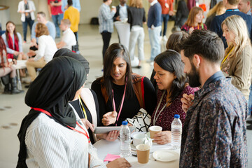 People talking during conference break