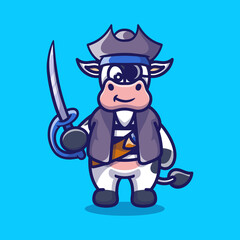 cute cow wearing pirate halloween costume