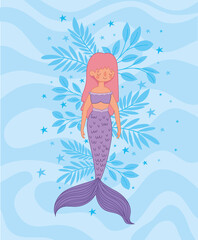 Obraz na płótnie Canvas pretty purple mermaid