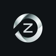 Silver Letter Z Logo Design. Alphabetic Logo Design.