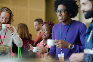 People talking during conference break